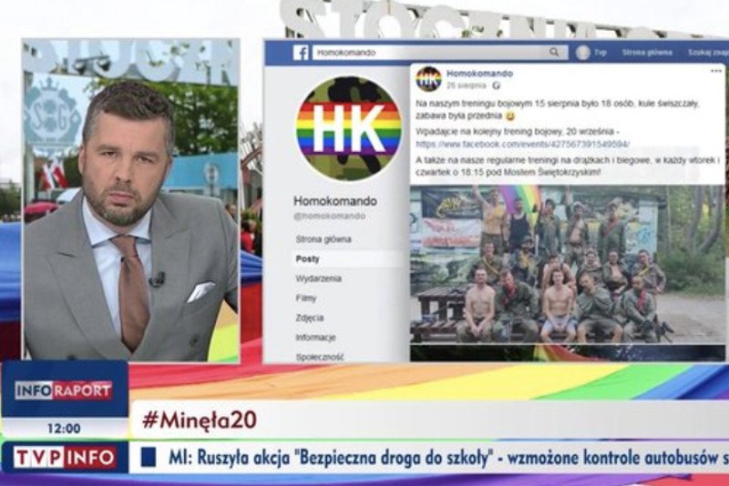 Michał Rachoń na antenie TVP Info mówiło o grupie Homokomando.