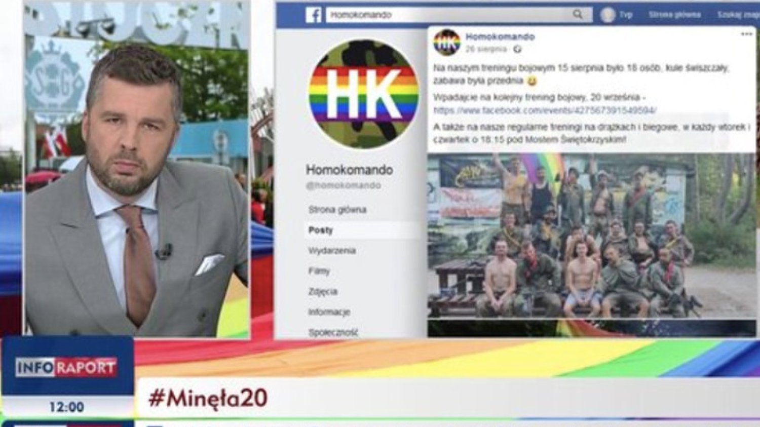 Michał Rachoń na antenie TVP Info mówiło o grupie Homokomando.
