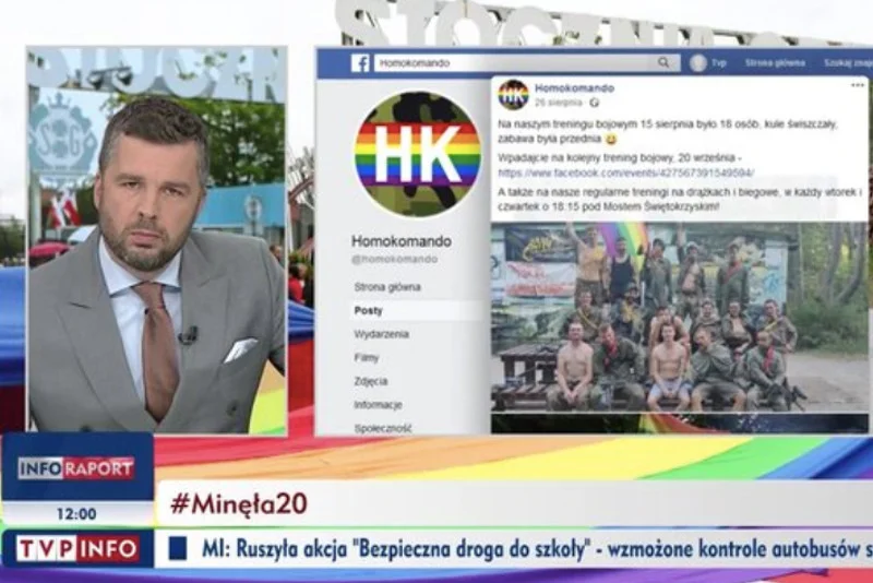 Michał Rachoń na antenie TVP Info mówiło o grupie Homokomando.