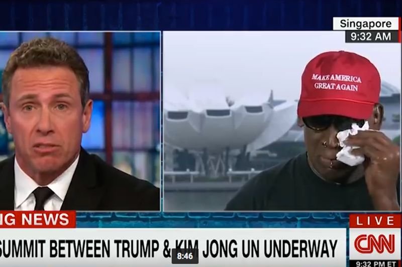 Denis Rodman, który mianuje się przyjacielem Kim Dzong Una, popłakał się w czasie wejścia na żywo.