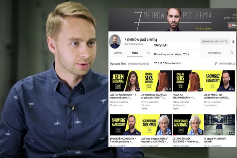 Rafał Gębura dostał się do świata YouTube'a nie przebojem, a przy pomocy wartościowego projektu. Teraz jego filmy mają po 2 miliony wyświetleń.