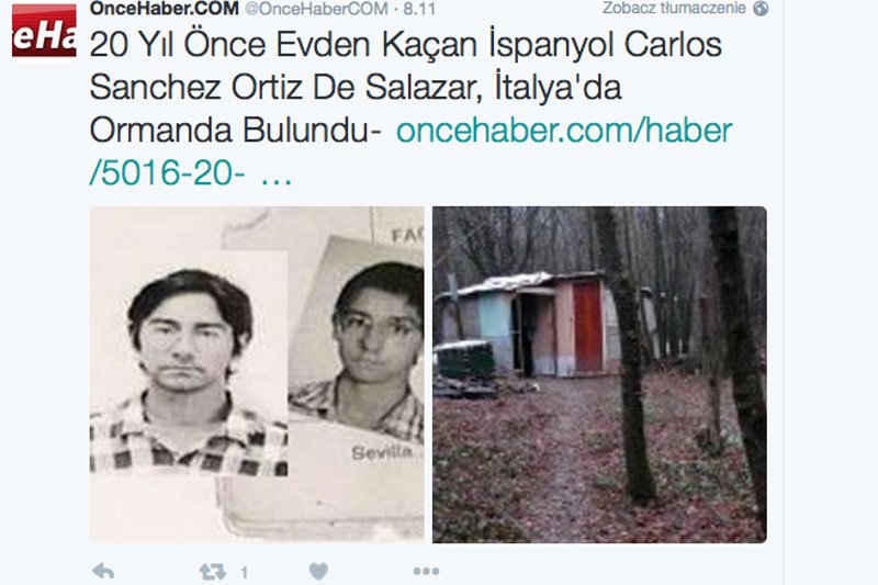 Mężczyzna  uznawany od 20 lat za zmarłego mieszkał w lesie