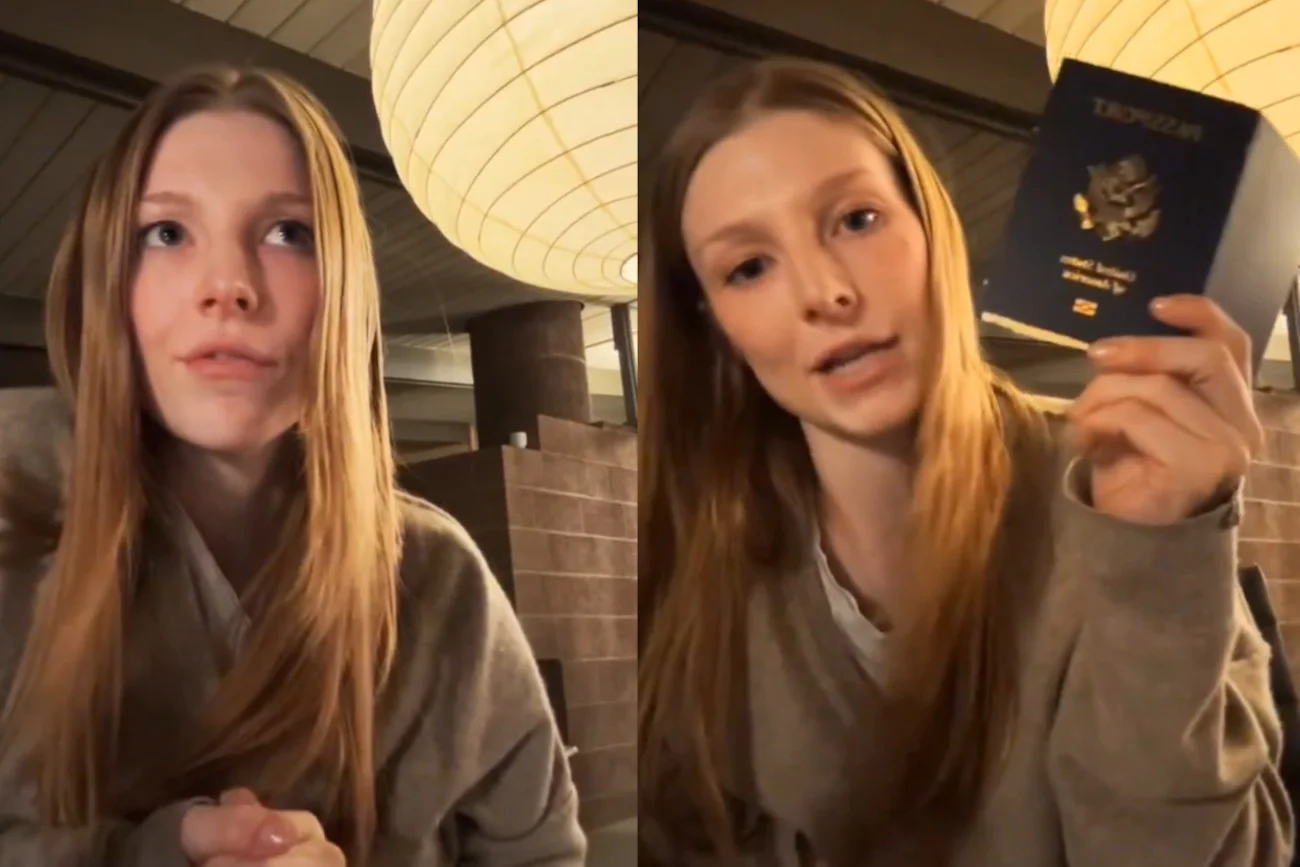 Hunter Schafer z paszportem w ręku.