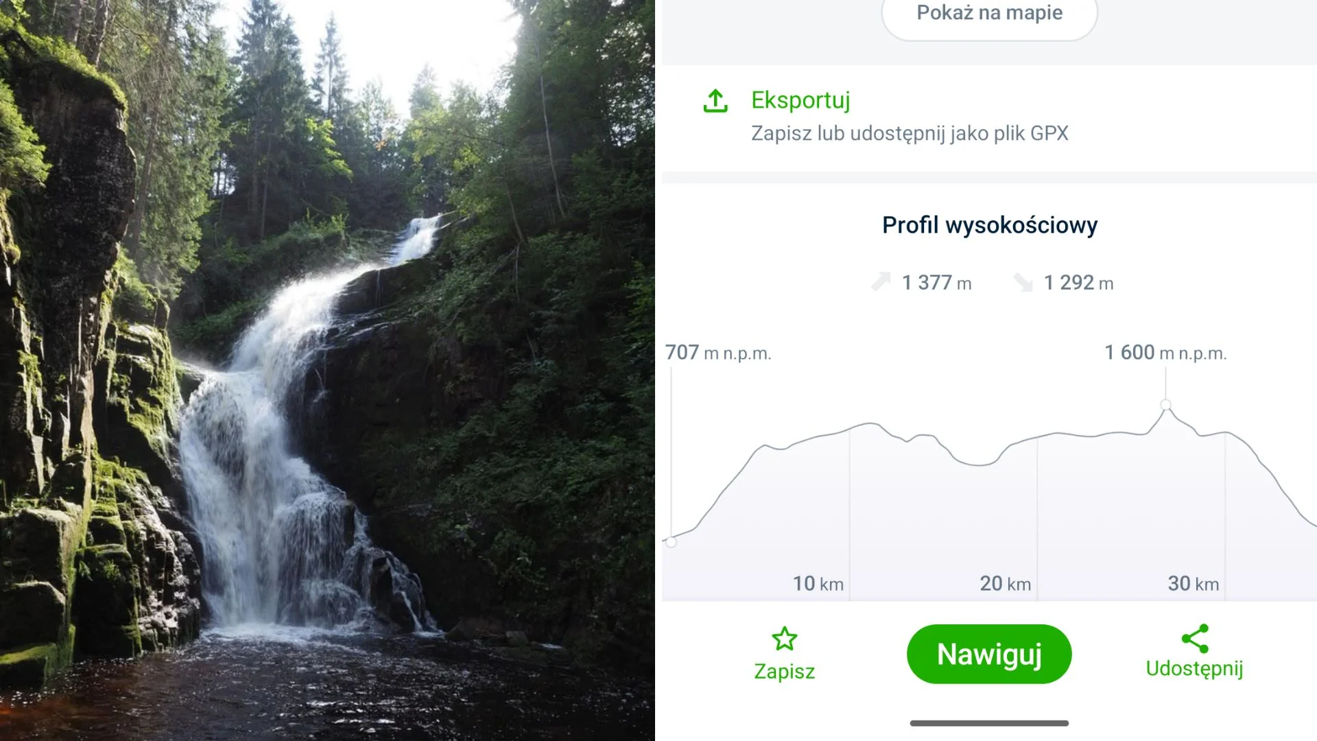 Wodospad Kamieńczyka początkiem długiej wędrówki Wodospad Kamieńczyka