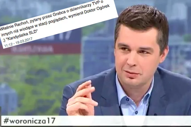Poseł PO Jan Grabiec w programie "Woronicza 17" zapytał o dziennikarzy w Telewizji Polskiej, którzy mają poglądy inne niż oczekuje tego partia rządząca. W odpowiedzi usłyszał nazwisko Magdaleny Ogórek.
