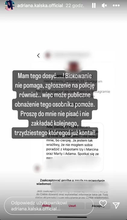 Kalska z "M jak miłość" ma dość stalkera. Mężczyzna nęka ją od półtora roku