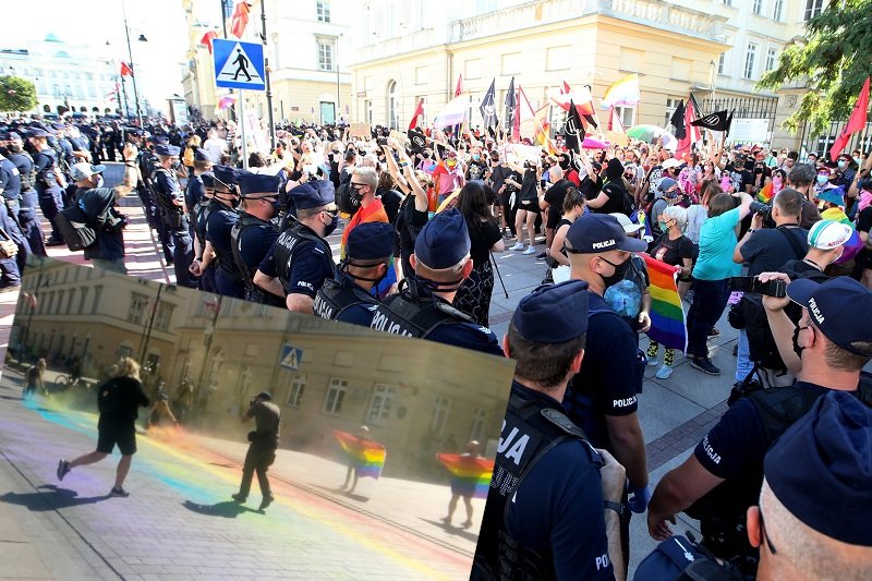W Warszawie na ulicy pojawiła się tęcza wykonana z kredy. Interweniowała policja.