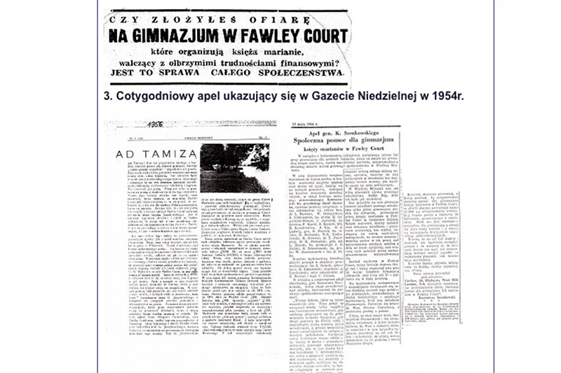 Dowód na to, że Marianie zakupili Fawley Court z datków emigracji