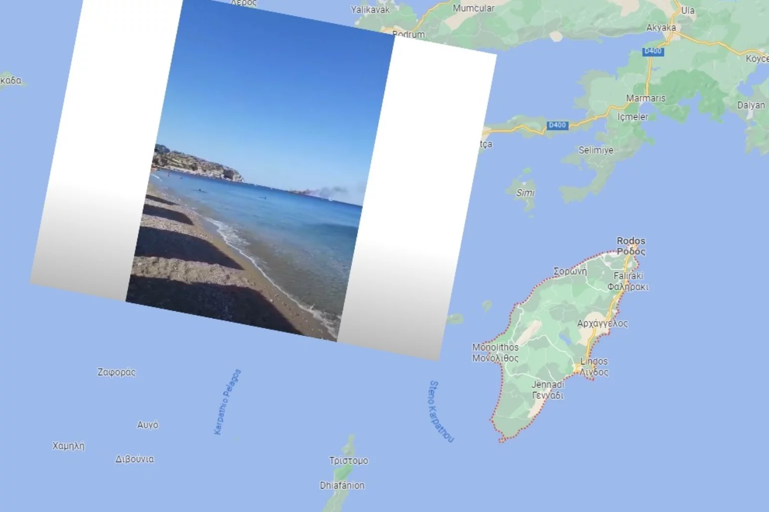 Pożar na statku na wyspie Rodos.