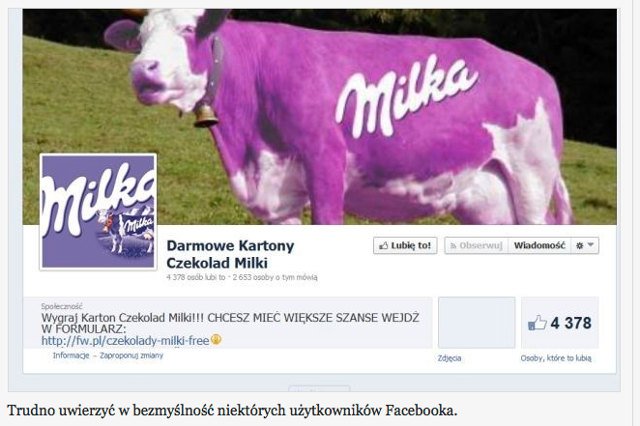 Oszuści posłużyli się na Facebooku marką Milka