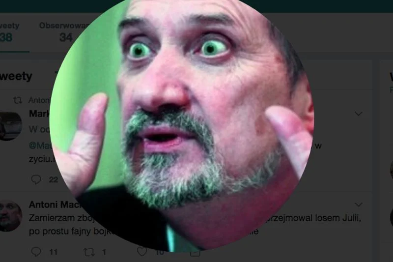 Takie zdjęcie profilowe zamieszczono na prześmiewczym profilu Antoniego Macierewicza na Twitterze.