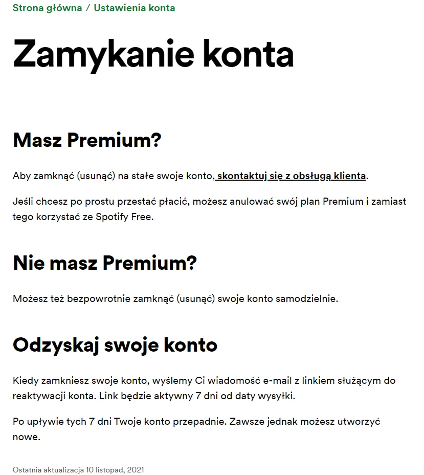 Zamykanie konta na Spotify to teraz zagwozdka