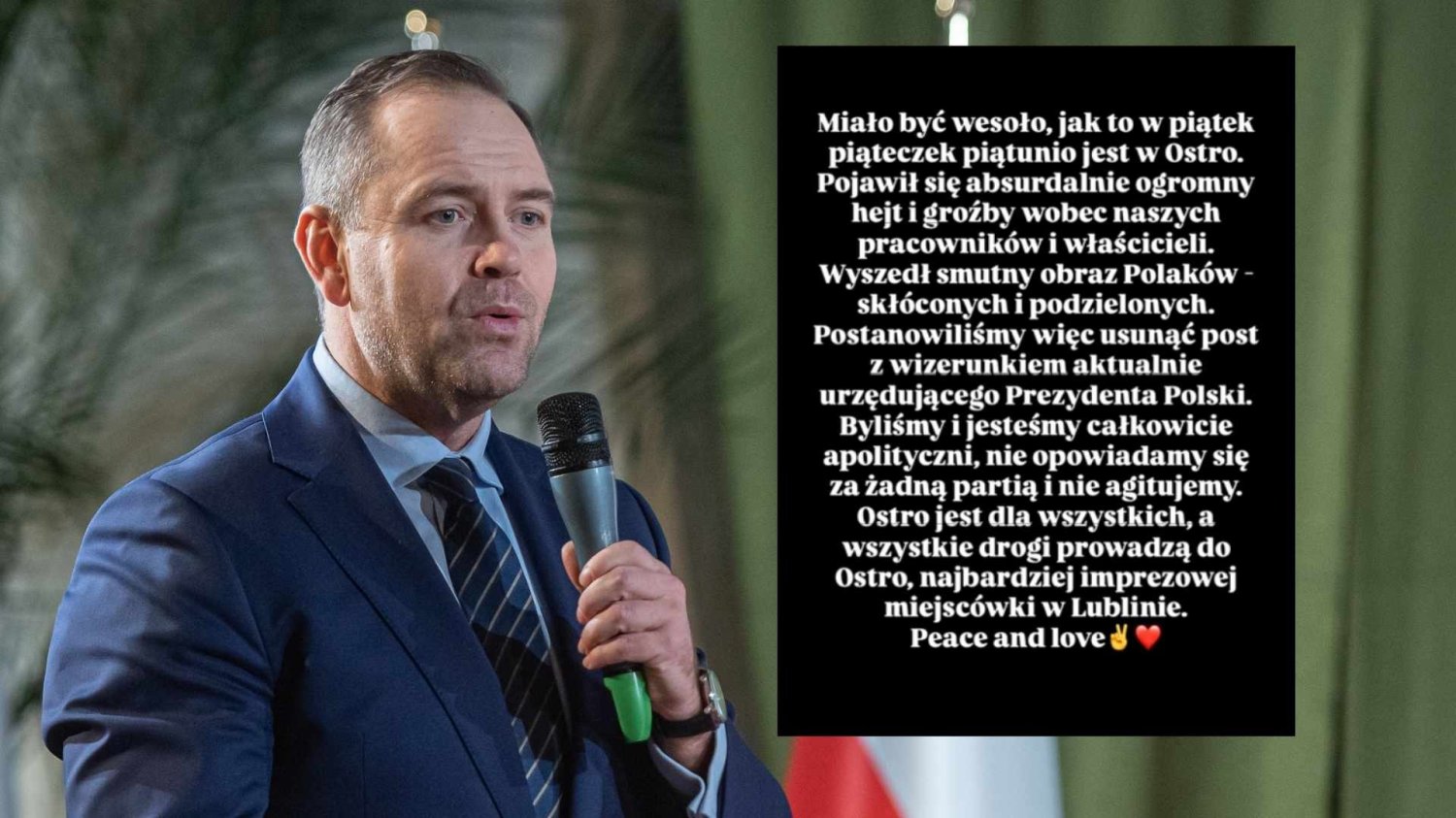 Klubokawiarnia musiała usunąć post z Nawrockim.