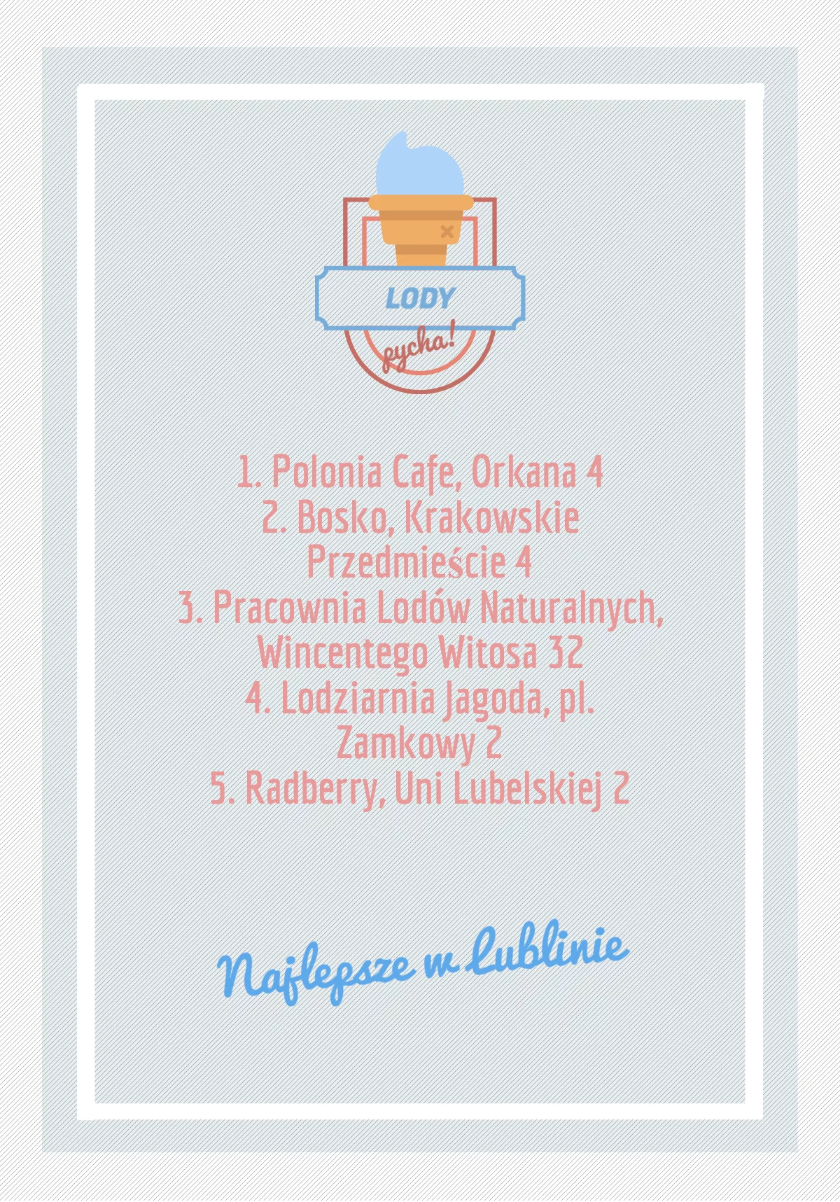 Lista najlepszych lodziarni w Lublinie.
