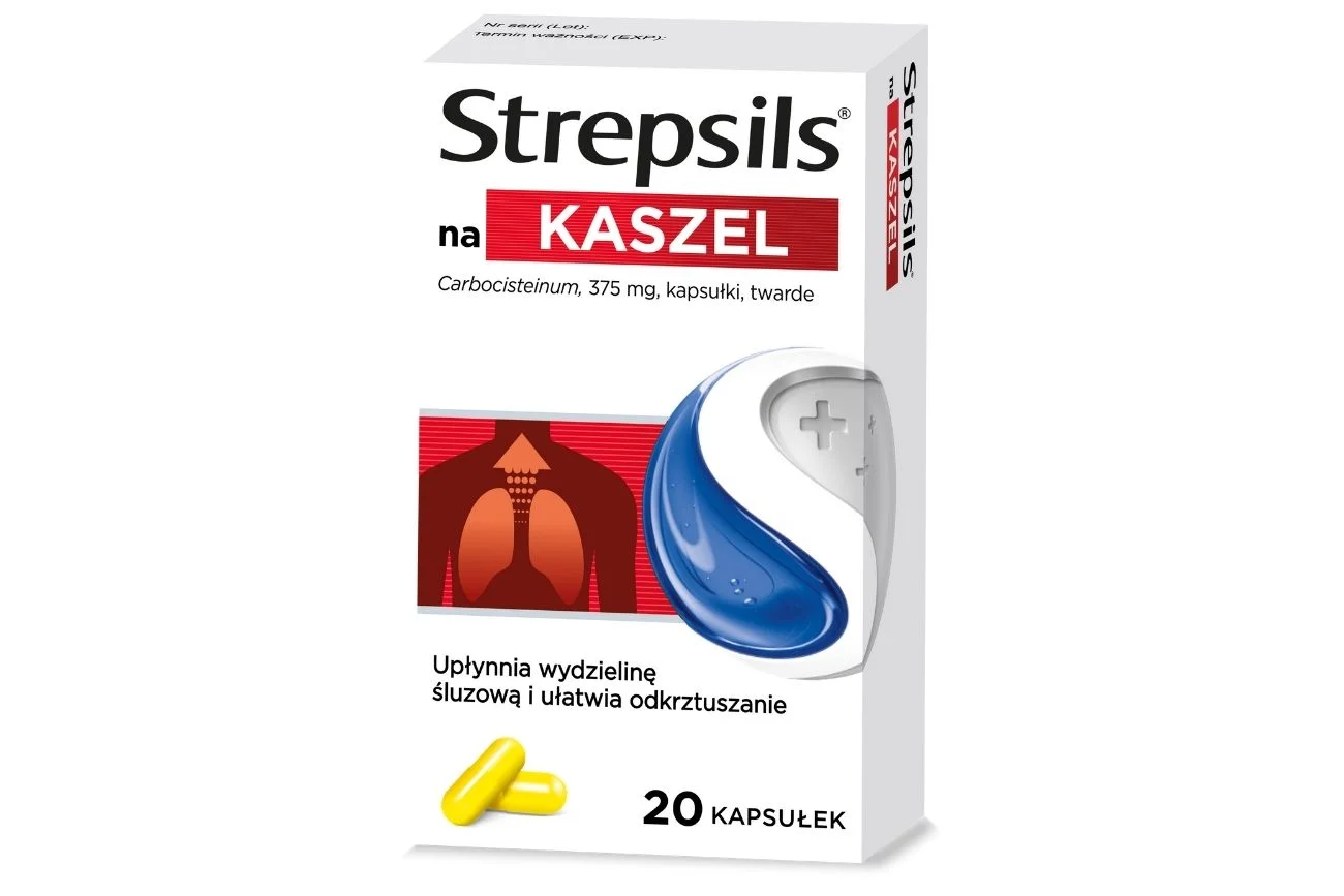 Strepsils na kaszel szybko tnie wydzielinę i zmniejsza jej lepkość, pomagając w efektywnym odkrztuszaniu