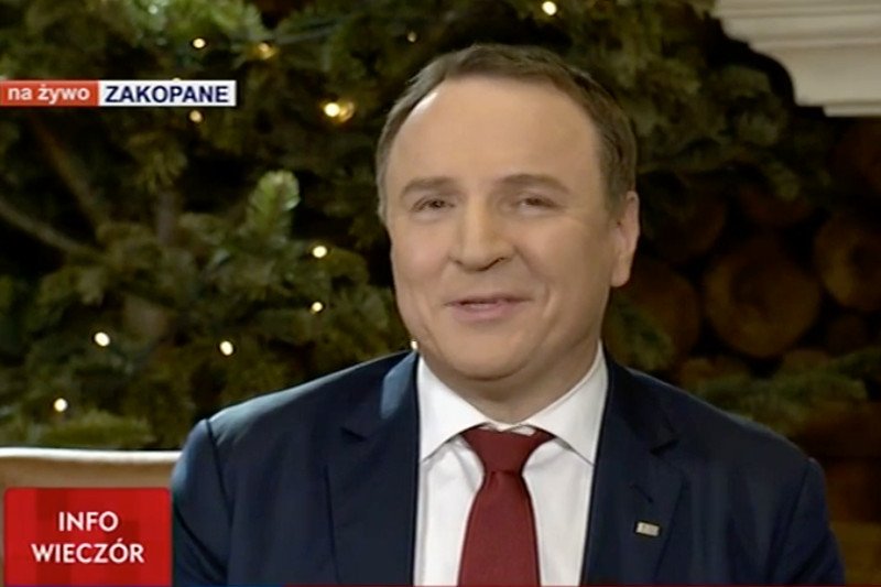 Jacek Kurski dziękuje żonie Joannie w "Gościu Wiadomości".