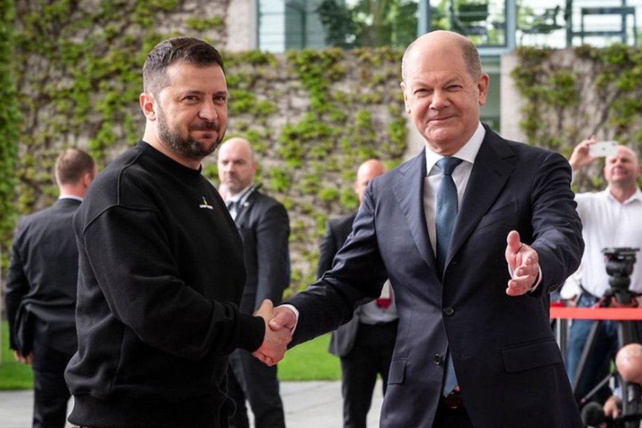 Prezydent Ukrainy i kanclerz Niemiec.