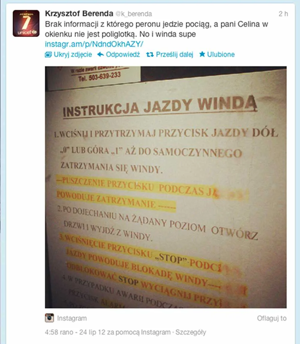 Instrukcja obsługi windy