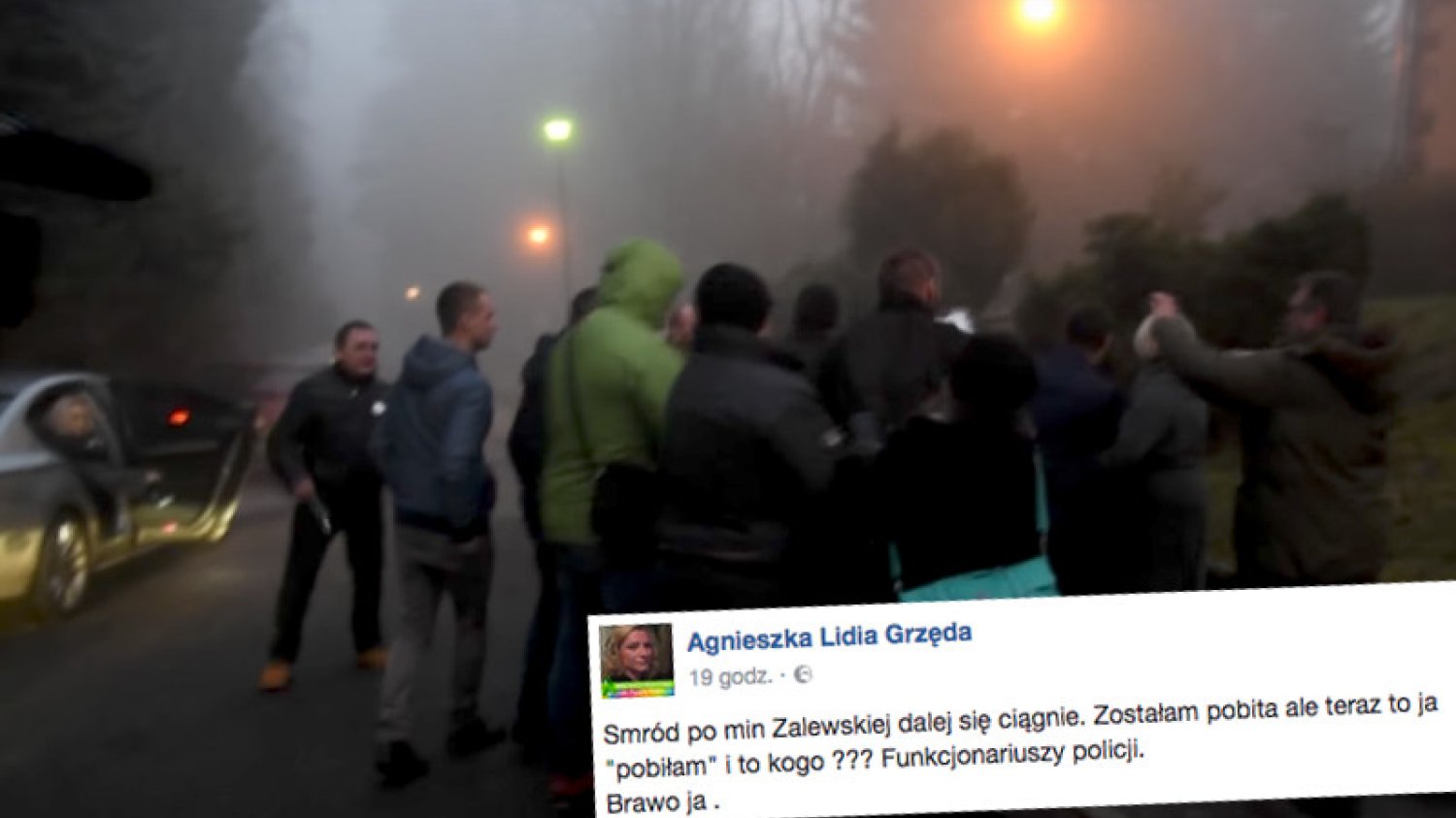 Pani Agnieszka została pobita, teraz będzie odpowiadać za napaść na funkcjonariusza.