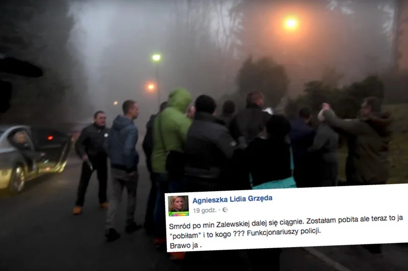 Pani Agnieszka została pobita, teraz będzie odpowiadać za napaść na funkcjonariusza.