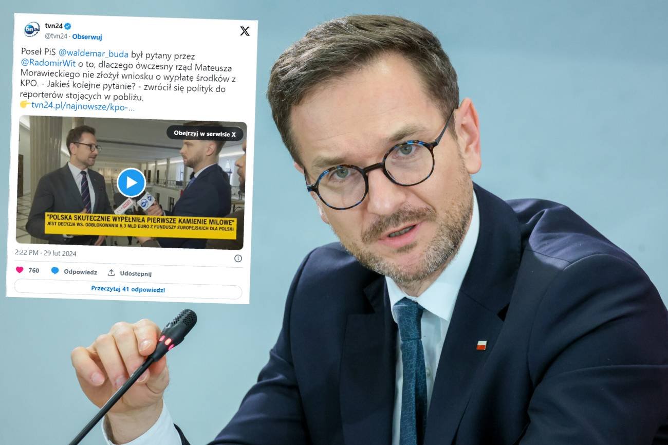 Absurdalny wywiad Budy z PiS-u. Udawał, że nie widzi dziennikarzy TVN