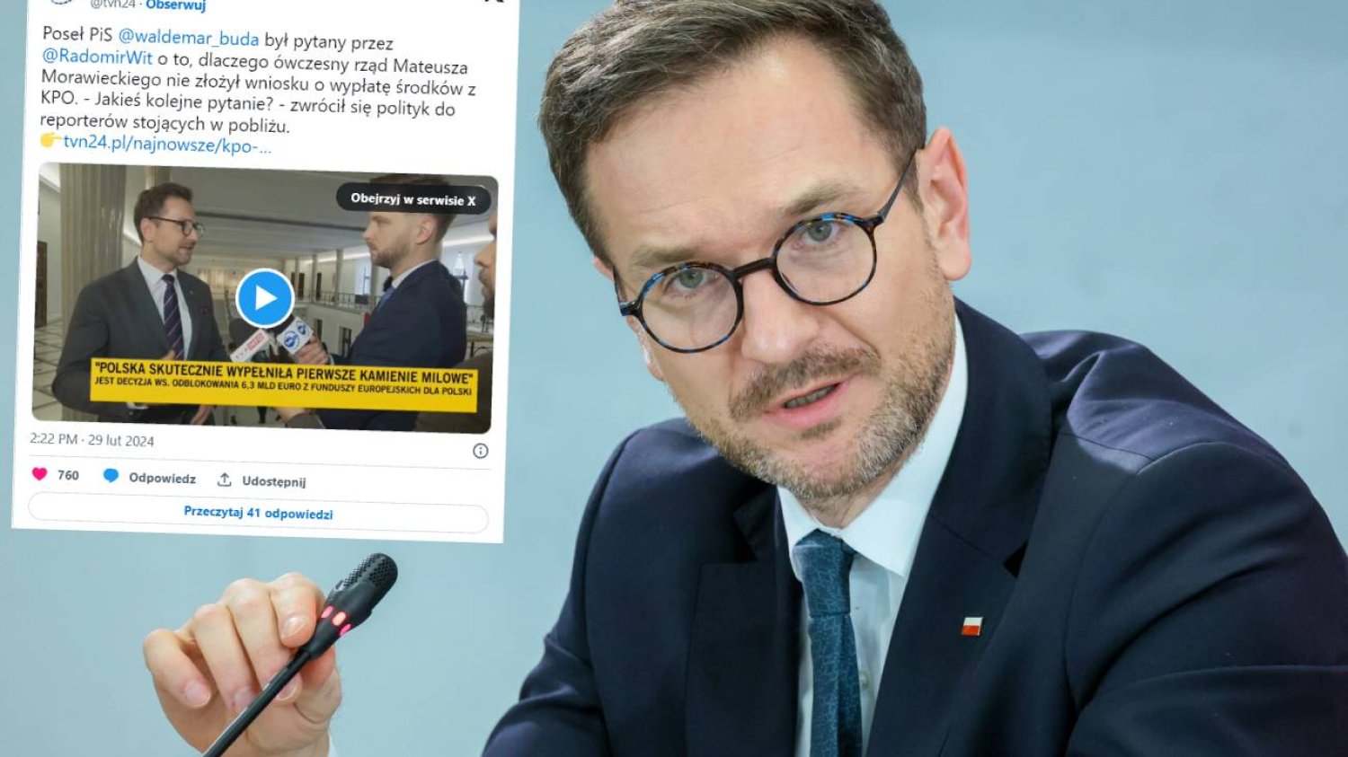 Absurdalny wywiad Budy z PiS-u. Udawał, że nie widzi dziennikarzy TVN