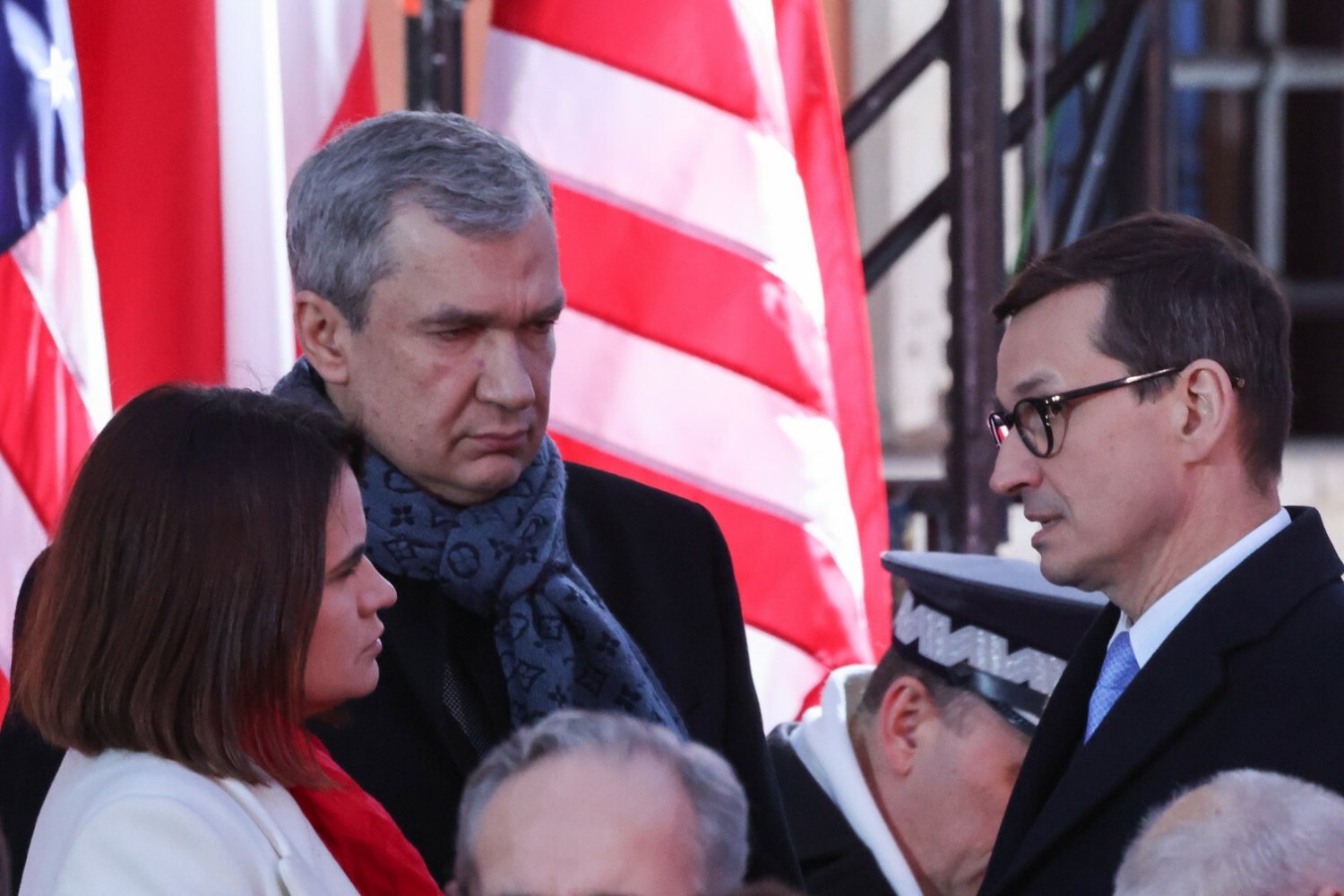 Paweł Łatuszka z polskim premierem i liderką białoruskiej opozycji.