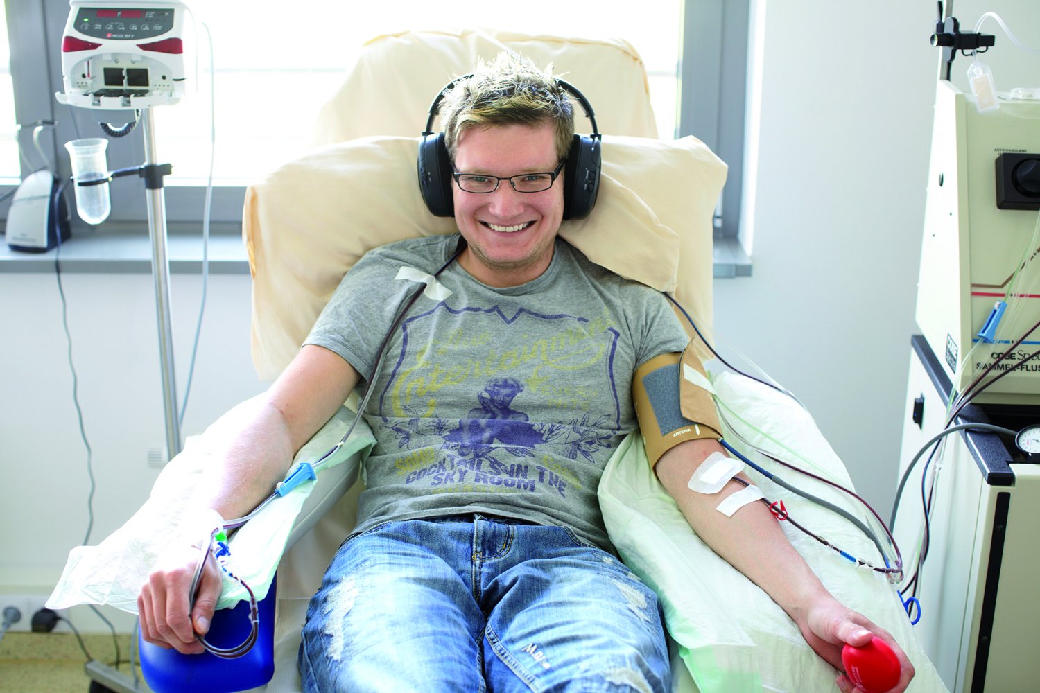 Dawca komórek macierzystych podczas pobrania