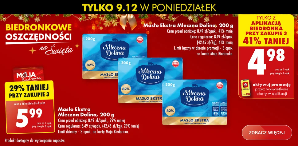 Promocja na masło nie tylko w Lidlu. Biedronka też przecenia kostki Mlecznej Doliny