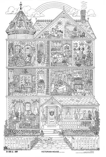 doodle art gallery coloring pages | Customer Image Gallery for Victorian House, Doodle Art