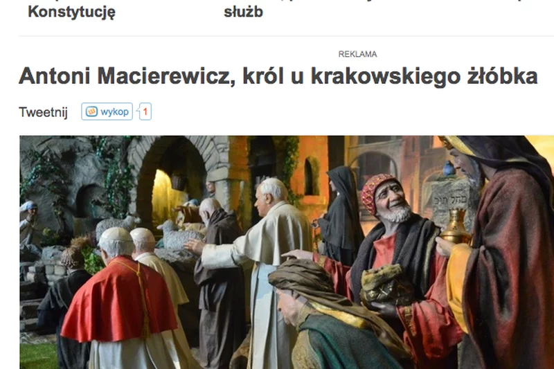 Antoni Macierewicz w szopce? Trochę niepodobny, ale "Fronda" twierdzi, że to on