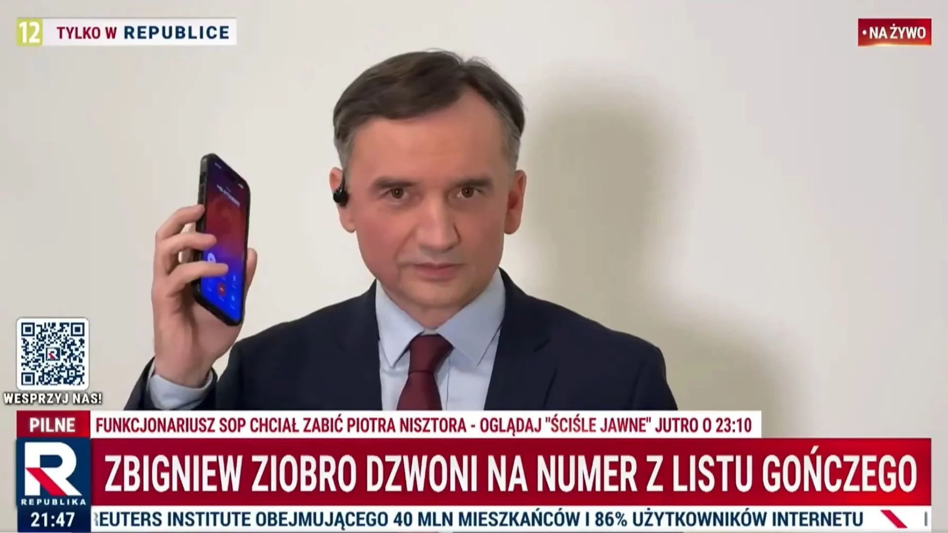 Poszukiwany Ziobro i cyrk w TV Republika. Wykręcił numer... dosłownie