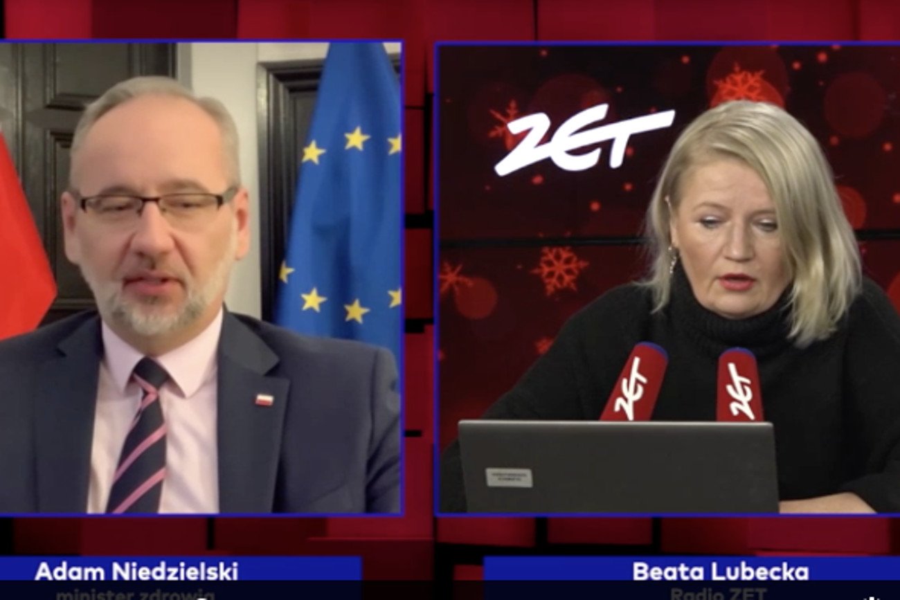 Minister zdrowia Adam Niedzielski i dziennikarka Radia Zet Beata Lubecka.