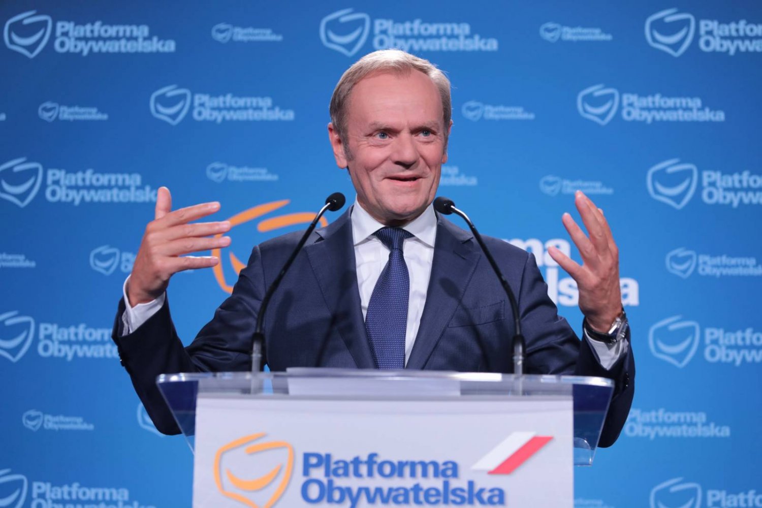 Nowy przewodniczący PO ma powody do zadowolenia. Po powrocie Donalda Tuska do polityki krajowej wzrasta poparcie dla całej Koalicji Obywatelskiej. Przewodniczący PO i lider całej Koalicji Obywatelskiej Donald Tusk.