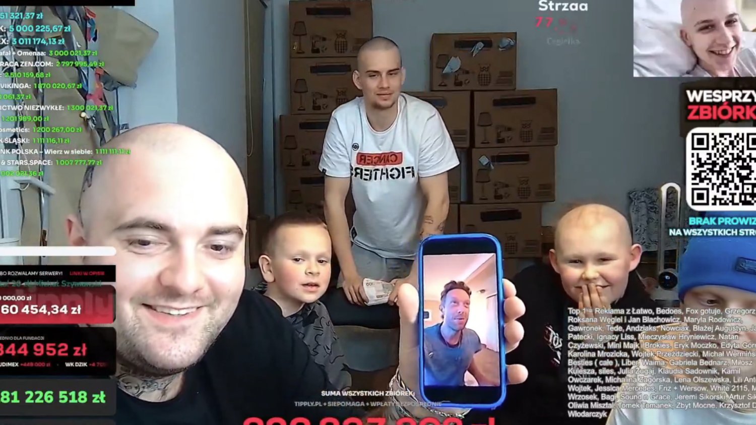 Łatwogang zbierał pieniądze na fundację Cancer Fighters Łatwogang, Bedoes i Chris Martin podczas finału rekordowej zbiórki charytatywnej w swojej kawalerce