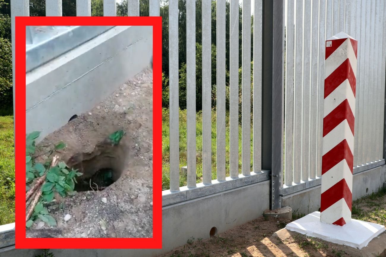 Zapora na granicy polsko- białoruskiej.