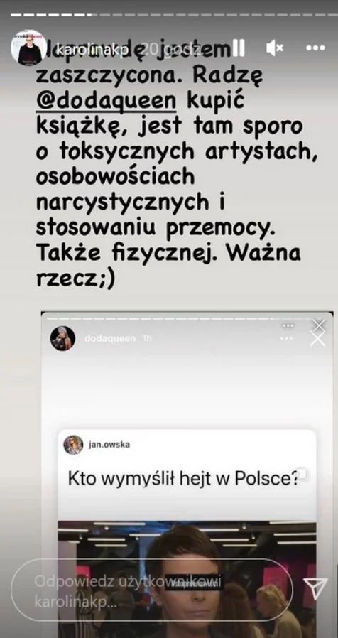 Karolina Korwin-Piotrowska do Dody.