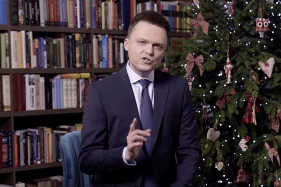 Szymon Hołownia złożył życzenia świąteczne i przedrzeźniał polityków.