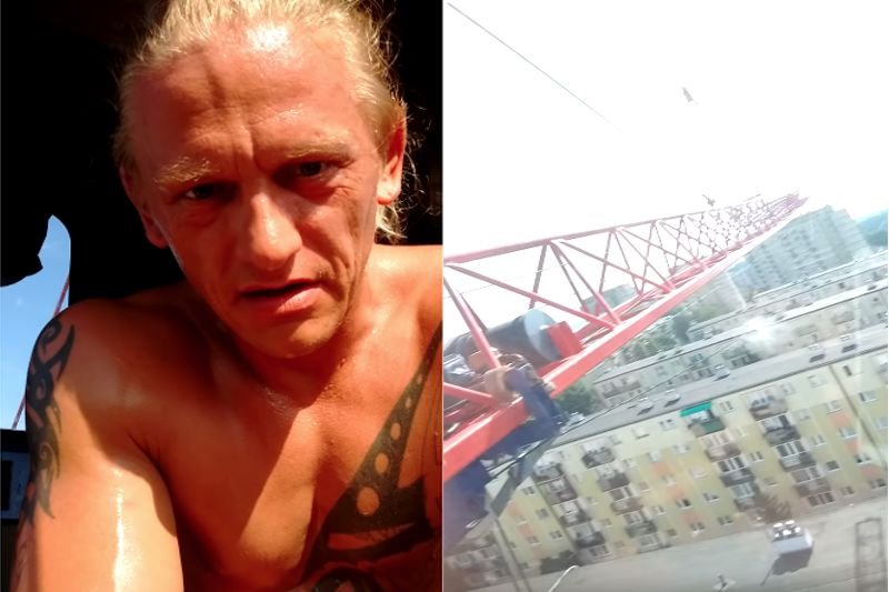 Operator dźwigu pokazał, w jakich warunkach pracuje podczas upału.