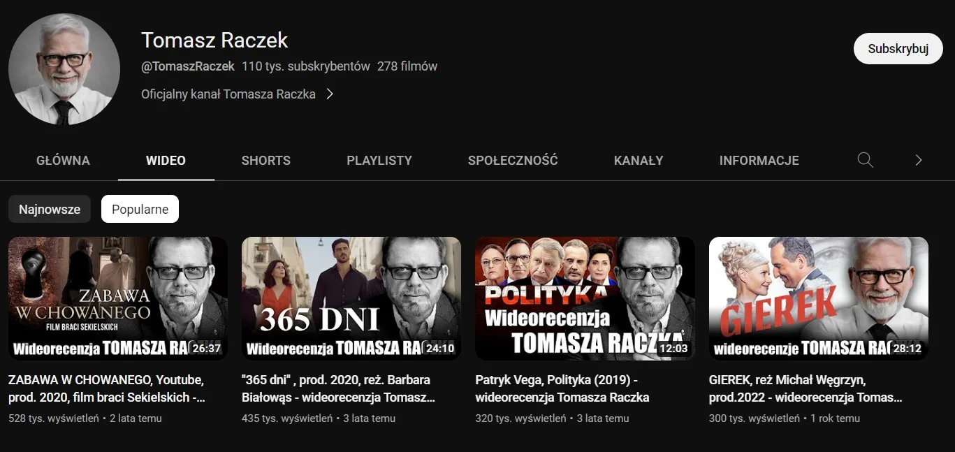 tomasz raczek wideorecenzje youtube wywiad