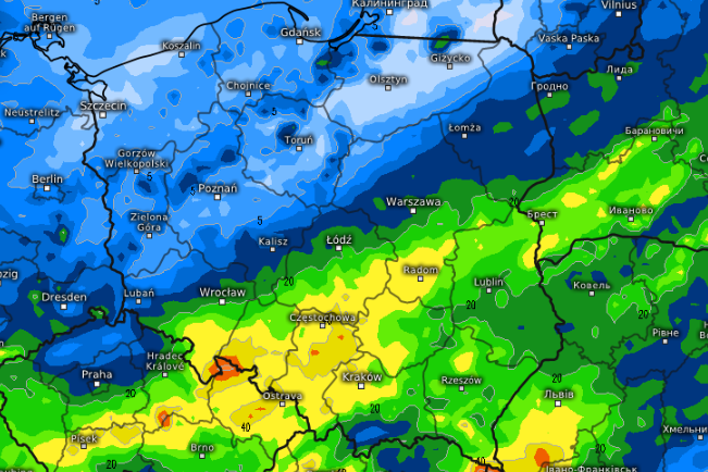 W najbliższych dniach w Polsce będzie intensywnie padać.