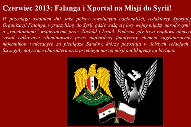 Falanga udała się do Syrii, by wspierać tamtejsze władze