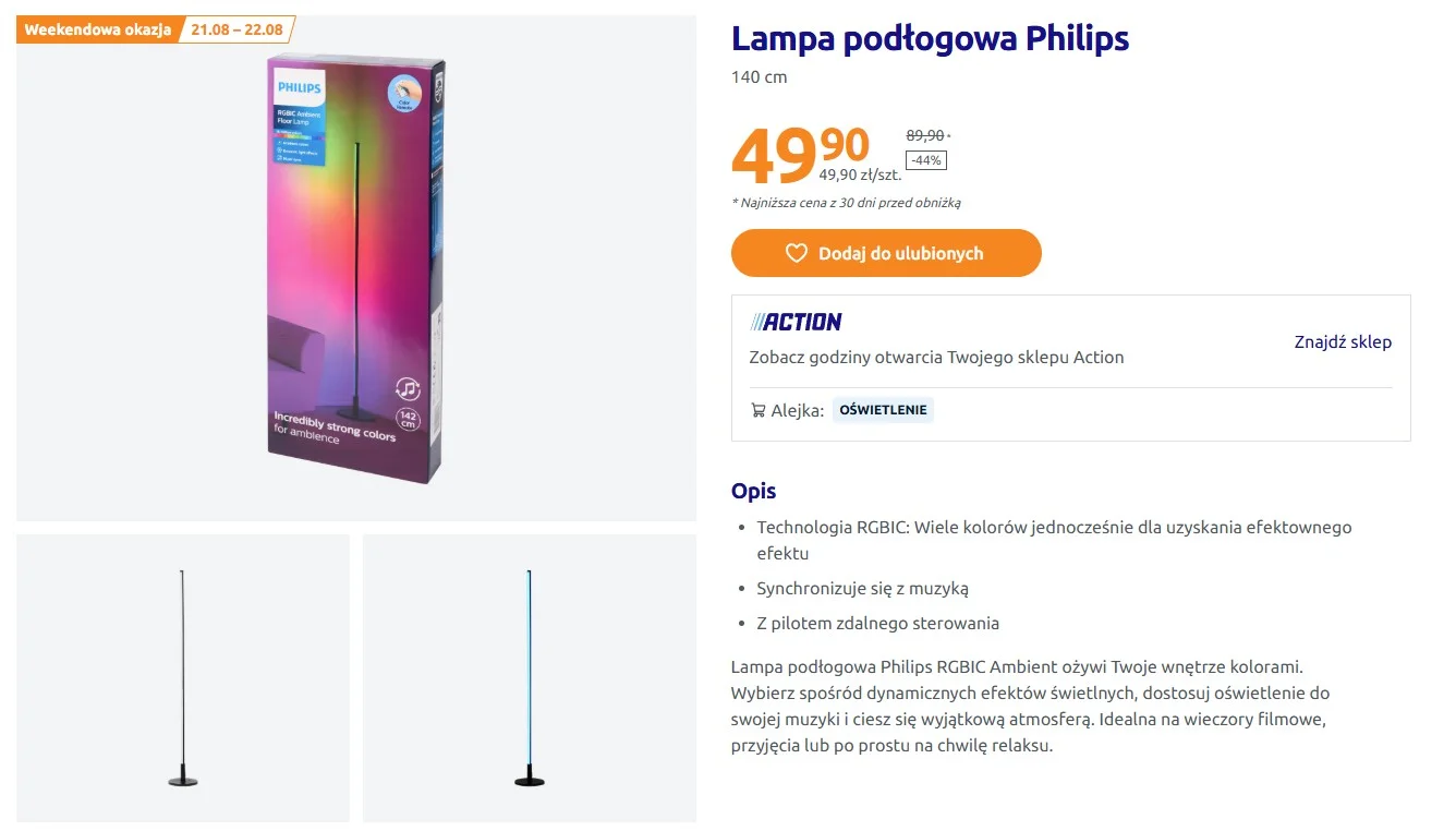 Lampa Philipsa w Action za 49,90 zł. Promocja trwa tylko dwa dni Promocja na lampę Philips w Action