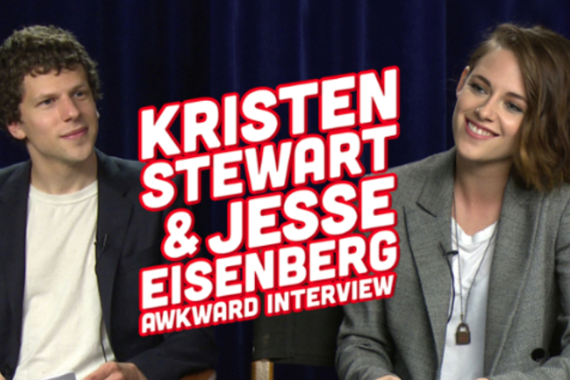 Jesse Eisenberg dostał od Kristen Stewart zestaw seksistowskich pytań, które aktorki słyszą regularnie.