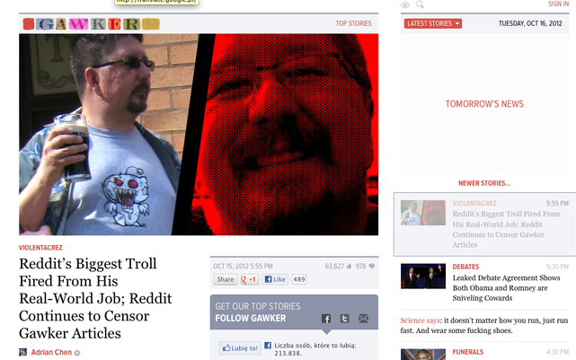 "Najsłynniejszy troll USA", Violentacrez, został ostatnio zdemaskowany. Nazywa się Michael Brutsch.