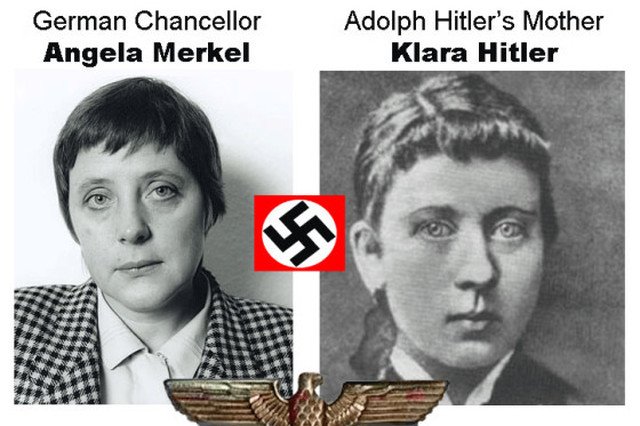 Zdjęcie Angeli Merkel i Klary Mengele, na które powołuje się autor artykułu