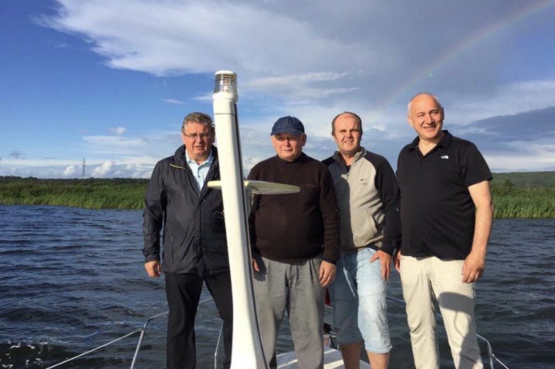 Jarosław Kaczyński i Czesław Hoc (po lewej) oraz Joachim Brudziński (drugi z prawej).