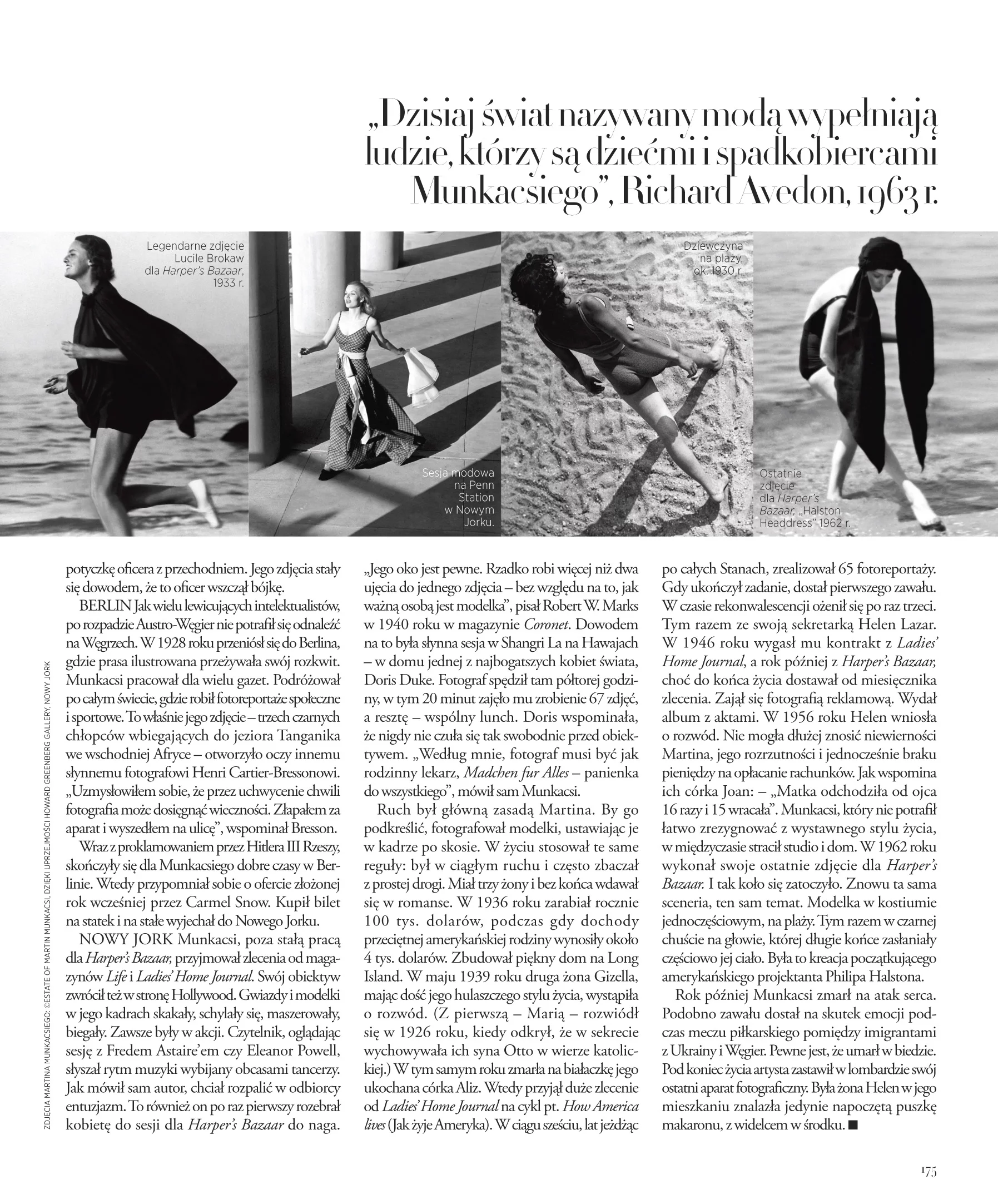 Reportaż Roberta Wolańskiego o Martinie Munkacsi, węgierskim fotografie mody