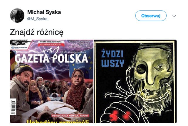 O uchodźcach skrajna prawica pisze tak, jak w latach 30-tych o Żydach.