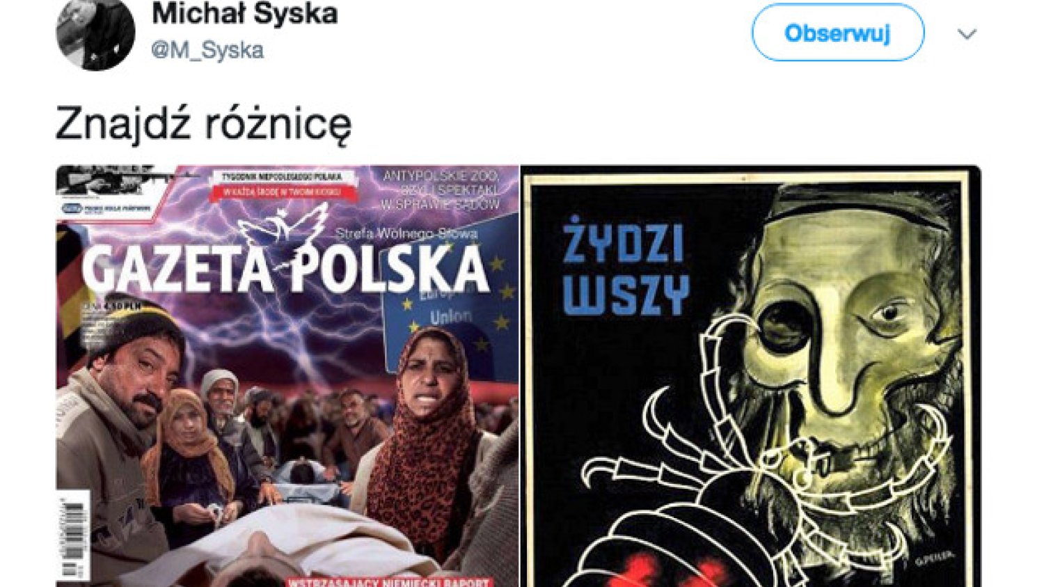 O uchodźcach skrajna prawica pisze tak, jak w latach 30-tych o Żydach.